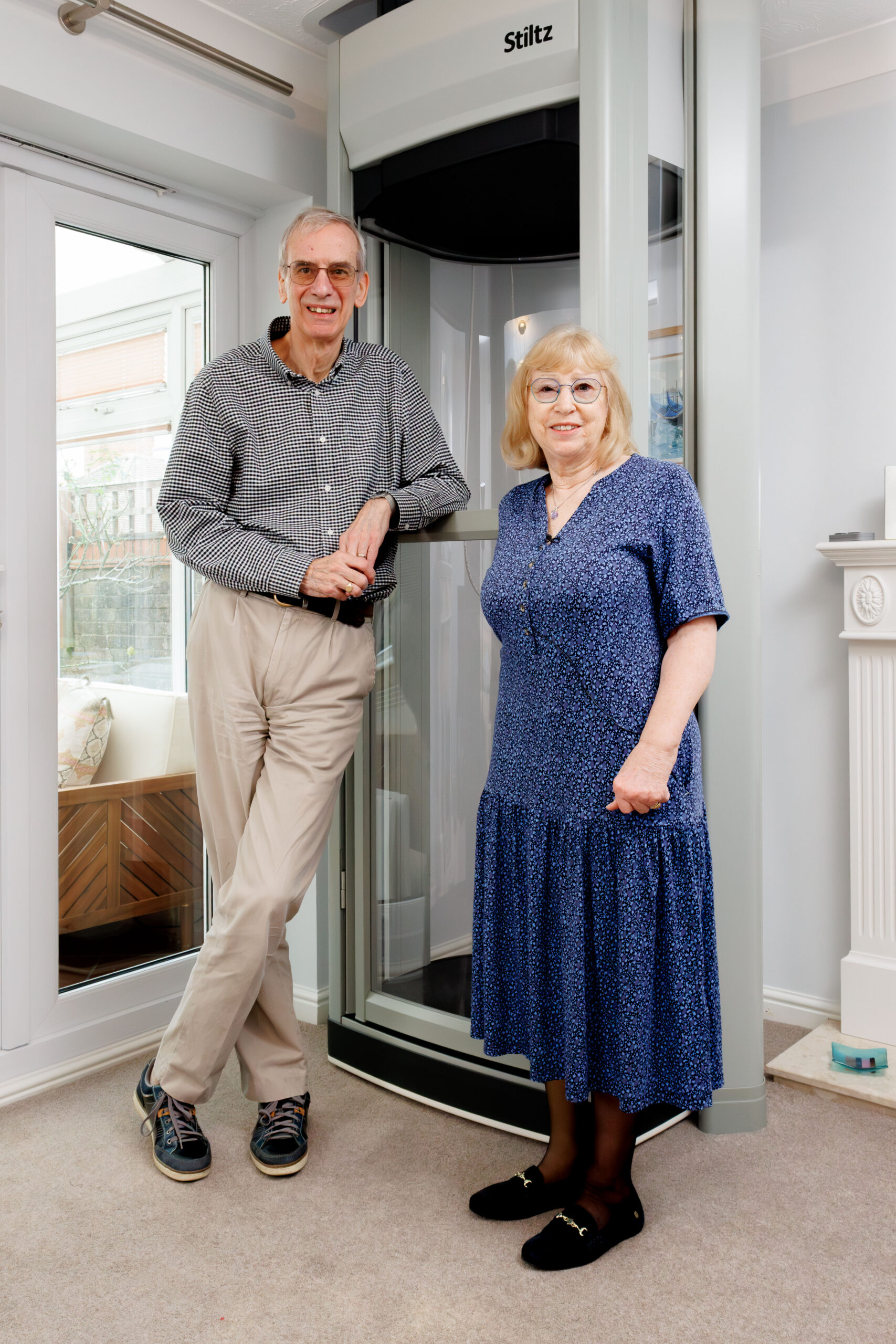 Marian and Eric in front of their Stiltz Homelift